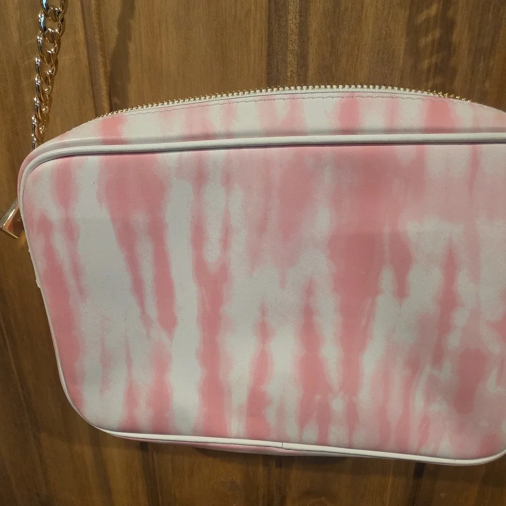 Michael Kors‎ Jet Set East West Crossbody Bag Womens Pink White Tie-Dye Leather